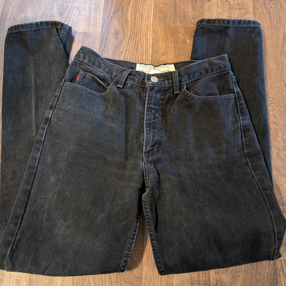 Vintage Guess Jeans Mens 29 Black Denim Classic Fit Narrow Leg Mexico
